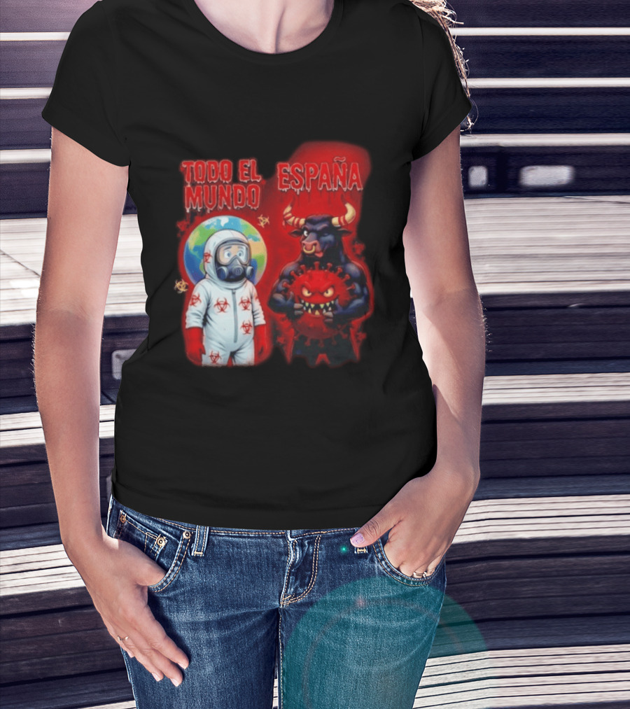 Todo El Mundo España Hantavirus 2026 Hazmat Bull And Virus T-Shirt