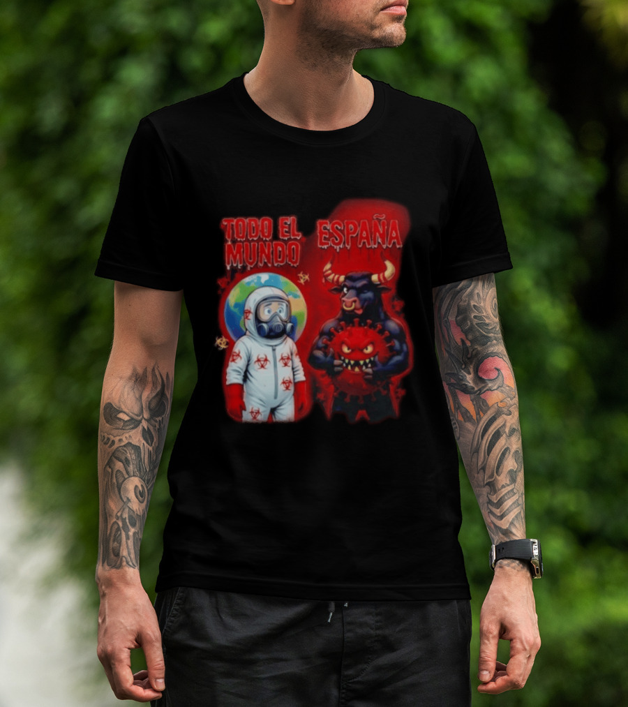 Todo El Mundo España Hantavirus 2026 Hazmat Bull And Virus T-Shirt