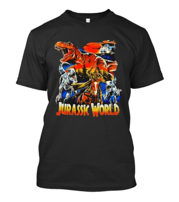 Jurassic World Rex Raptor Classic Cartoon Adventure Scene T-Shirt