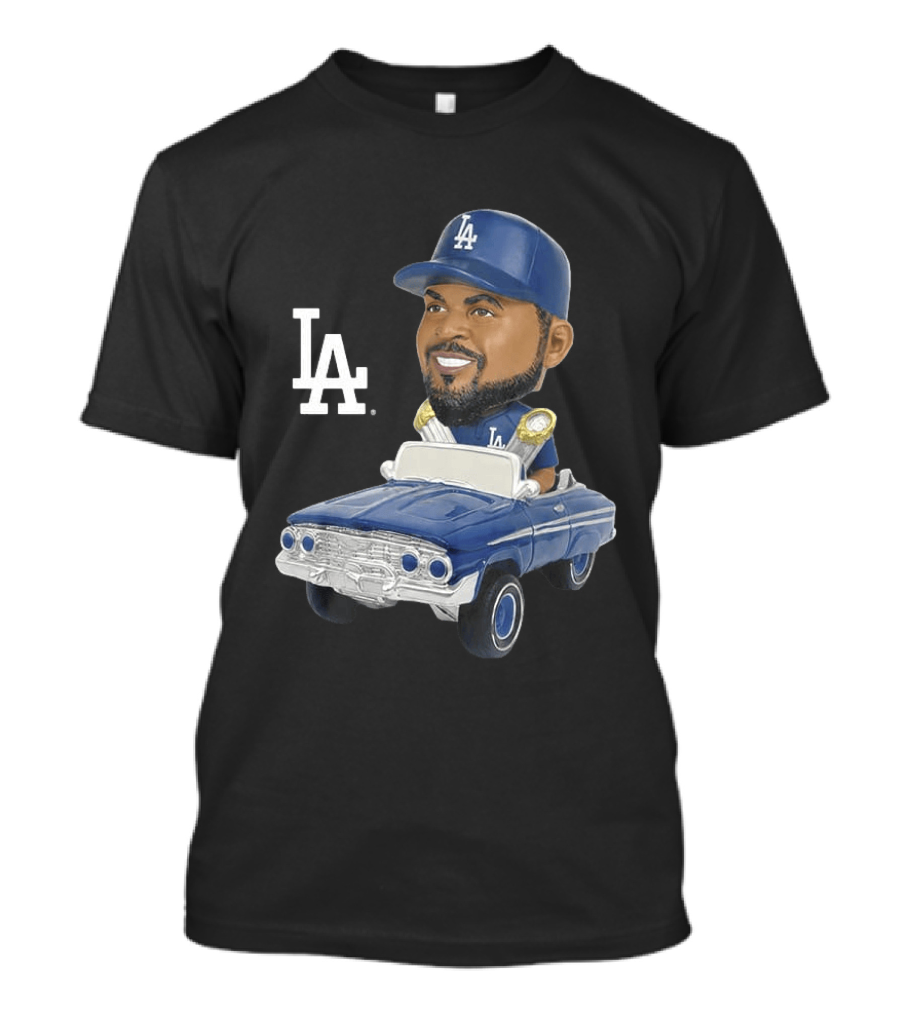 LA Dodgers Ice Cube Bobblehead Classic Cap Low Rider T-Shirt