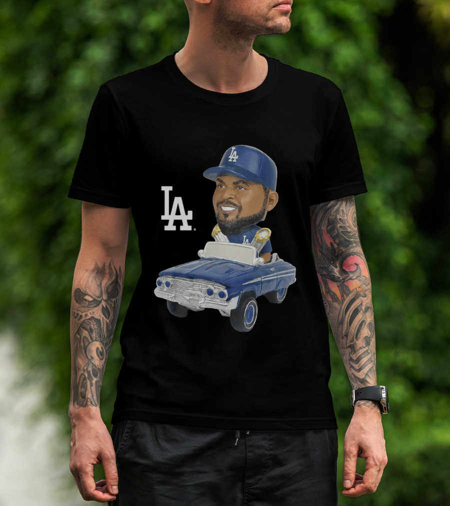 LA Dodgers Ice Cube Bobblehead Classic Cap Low Rider T-Shirt
