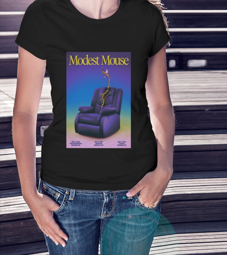 Modest Mouse Tour May 2026 Recliner And Tree Bozeman MT The Elm T-Shirt