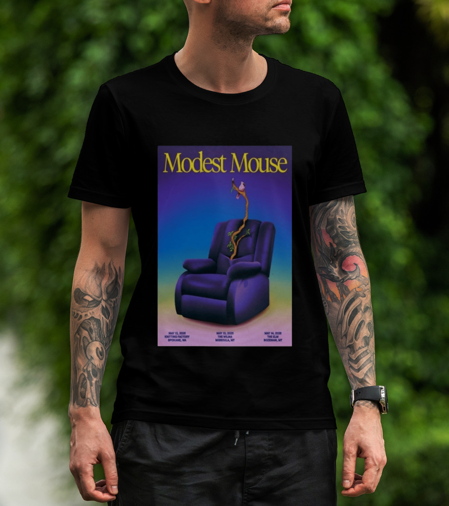Modest Mouse Tour May 2026 Recliner And Tree Bozeman MT The Elm T-Shirt