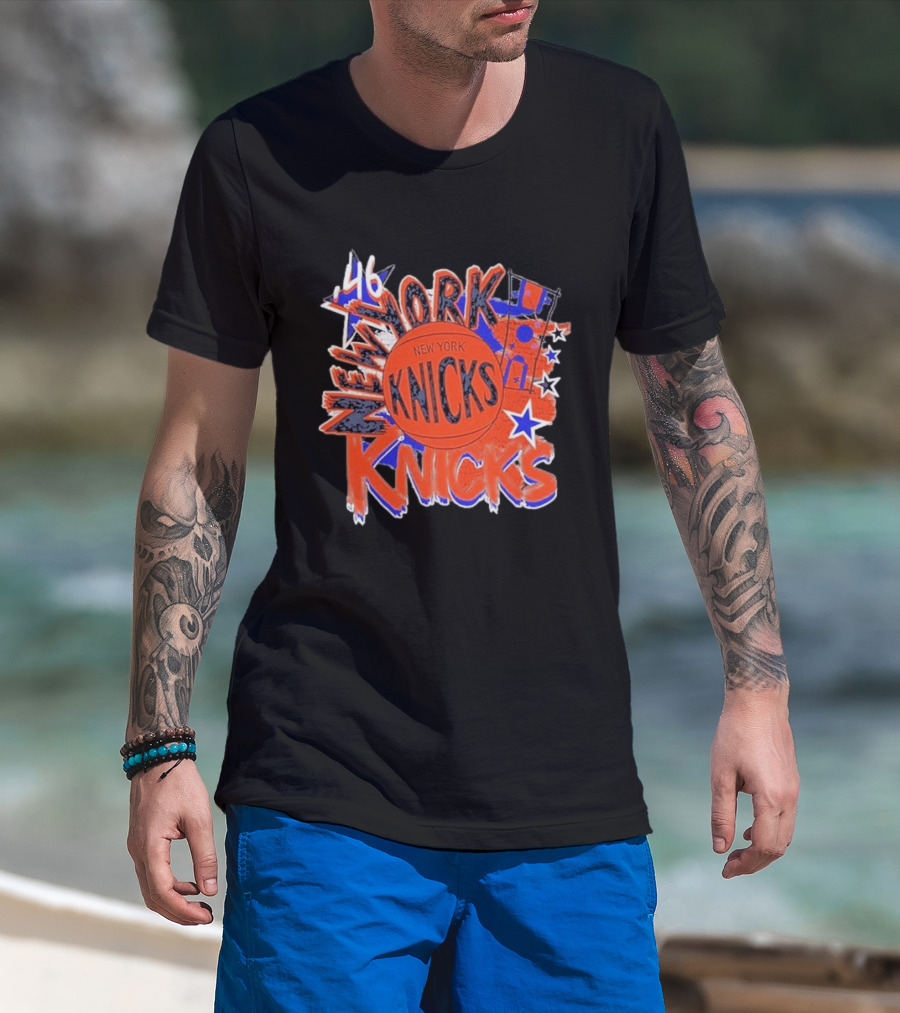 New York Knicks '46 Hardwood Classics Basketball Team Retro Stars T-Shirt