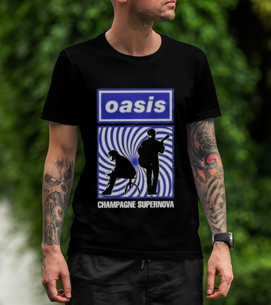 Oasis Champagne Supernova Band Silhouette Spiral T-Shirt