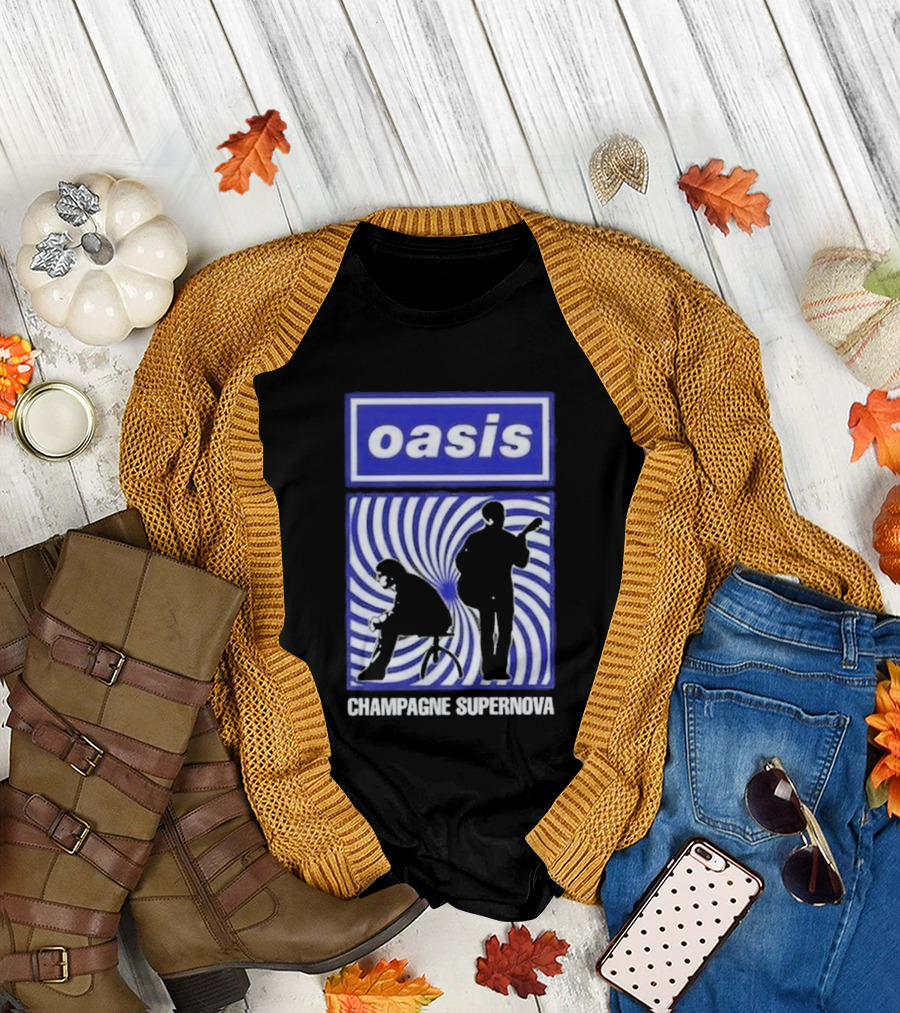 Oasis Champagne Supernova Band Silhouette Spiral T-Shirt