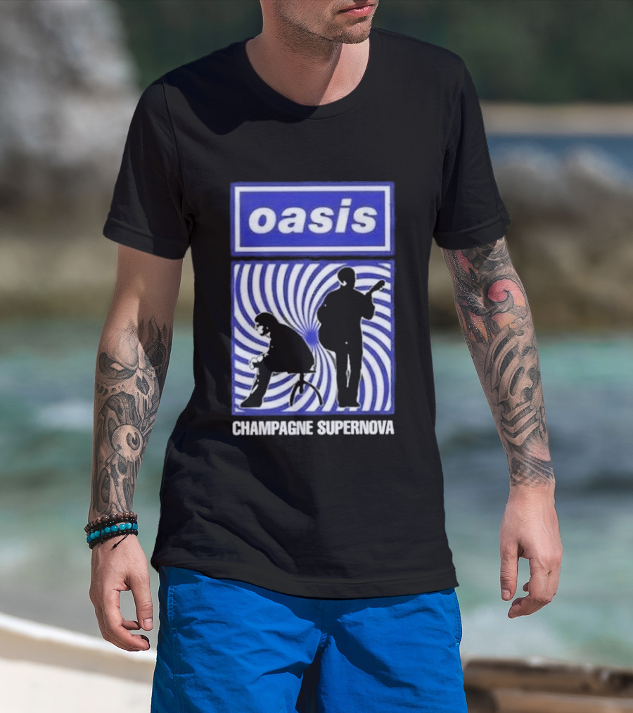 Oasis Champagne Supernova Band Silhouette Spiral T-Shirt