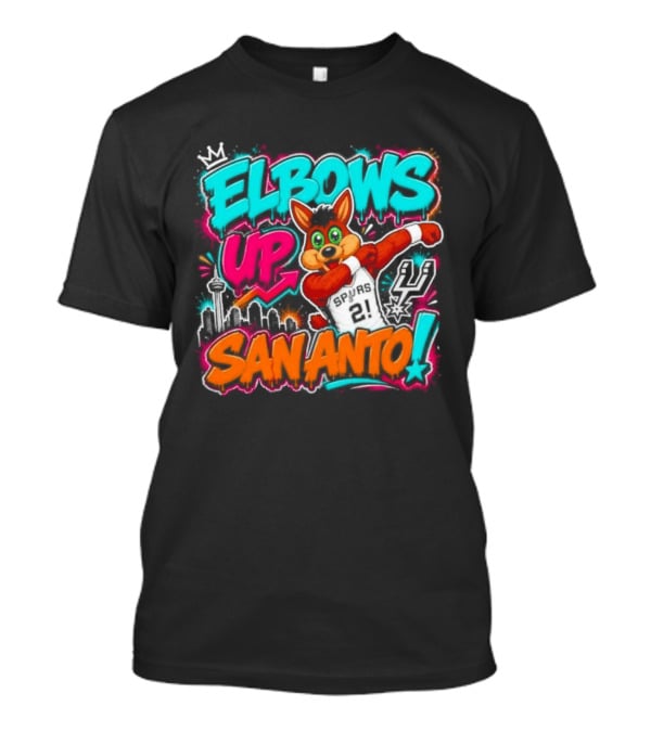 Elbows Up San Antonio Spurs Cartoon Style Mascot Dabbing Fun T-Shirt