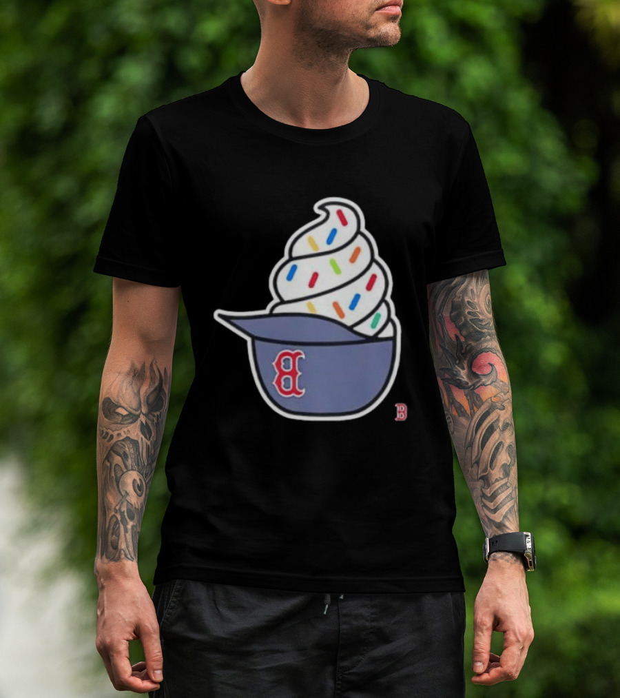 Boston Red Sox Ice Cream Helmet With Sprinkles Baseball Fans T-Shirt