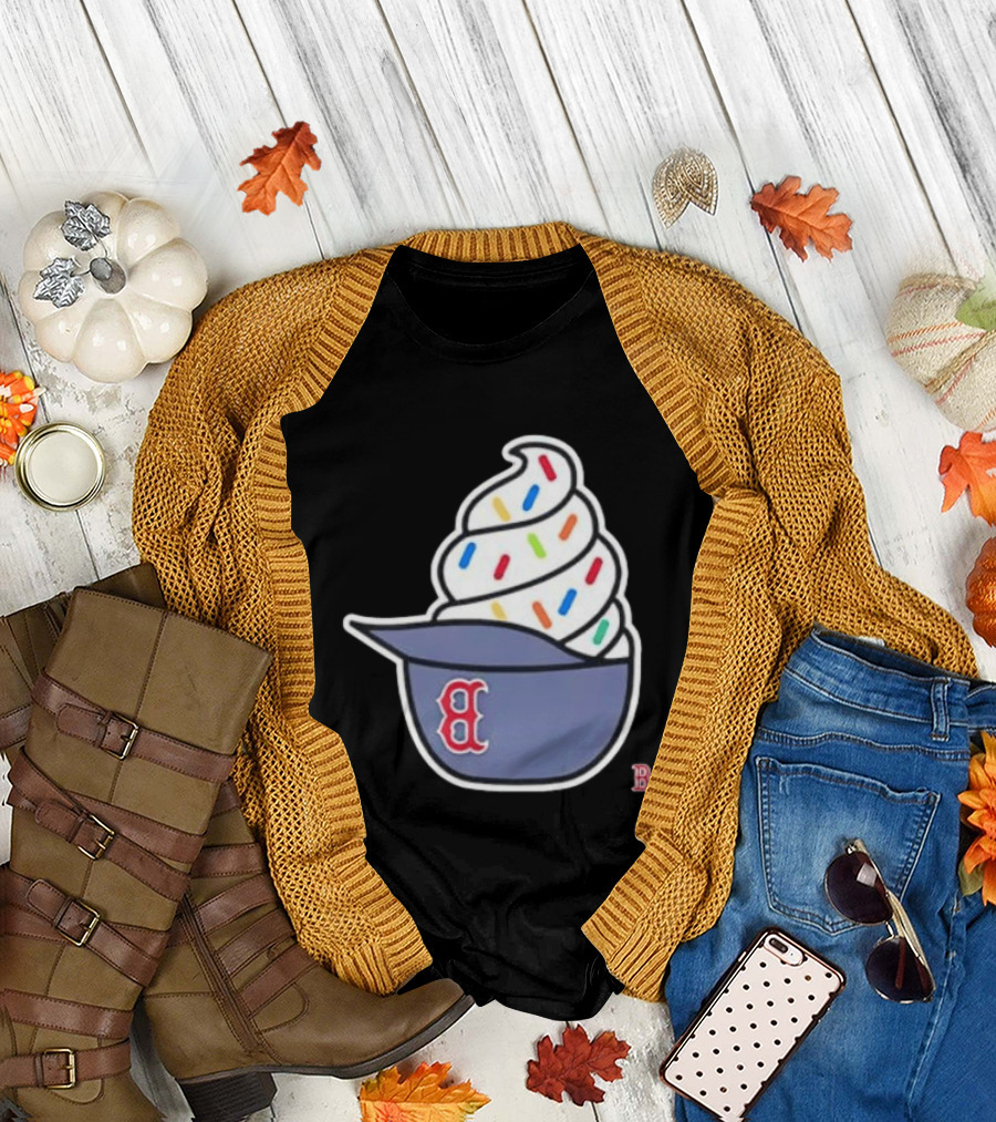 Boston Red Sox Ice Cream Helmet with Sprinkles Baseball Fans T-Shirt