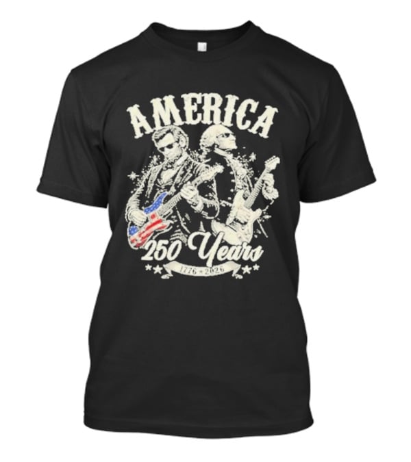 America George Washington Lincoln Playing Guitar 250 Years T-Shirt