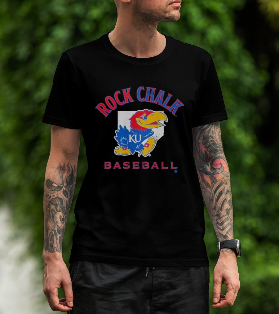 Rock Chalk KU Baseball Jayhawk Home Plate Kansas T-Shirt