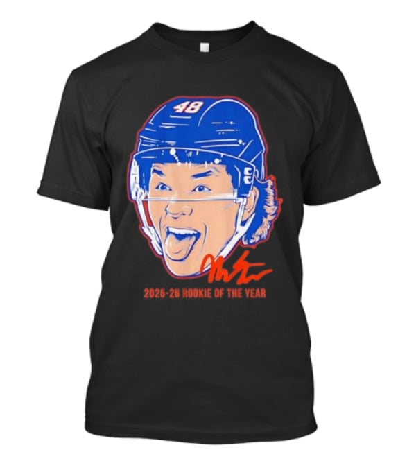 Matthew Schaefer Islanders ROTY 2025 26 Swag Helmet 48 Signature T-Shirt
