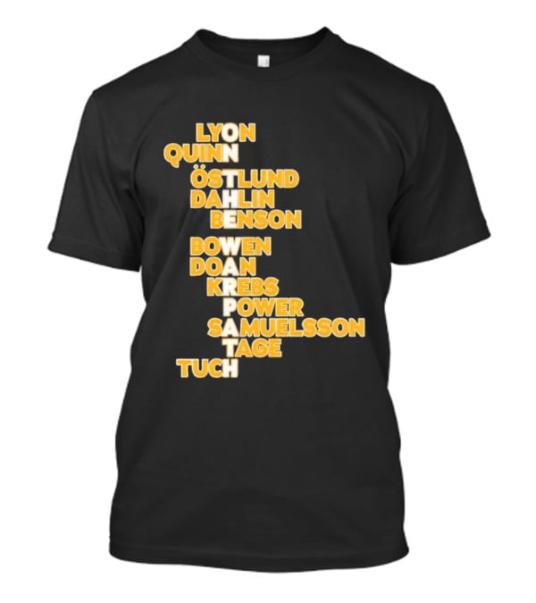 Lyon Quinn Östlund Dahlin Benson Bowen Doan Krebs Power Samuelsson Tage Tuch Buffalo Sabres 2026 T-Shirt
