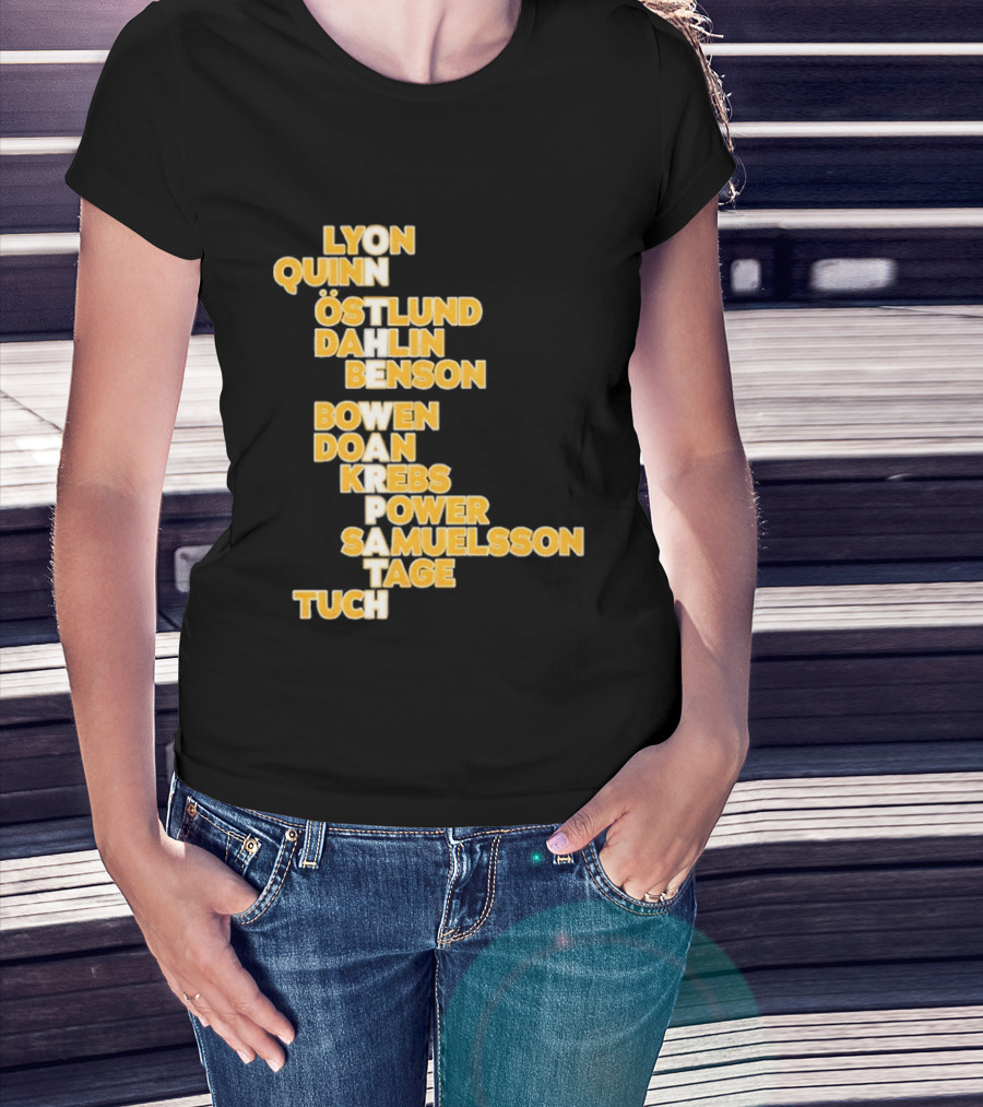 Lyon Quinn Östlund Dahlin Benson Bowen Doan Krebs Power Samuelsson Tage Tuch Buffalo Sabres 2026 T-Shirt