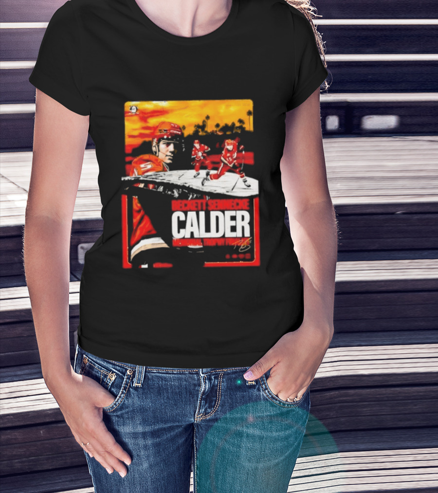 Beckett Sennecke Calder Memorial Trophy Finalist Hockey Player Action Scene T-Shirt