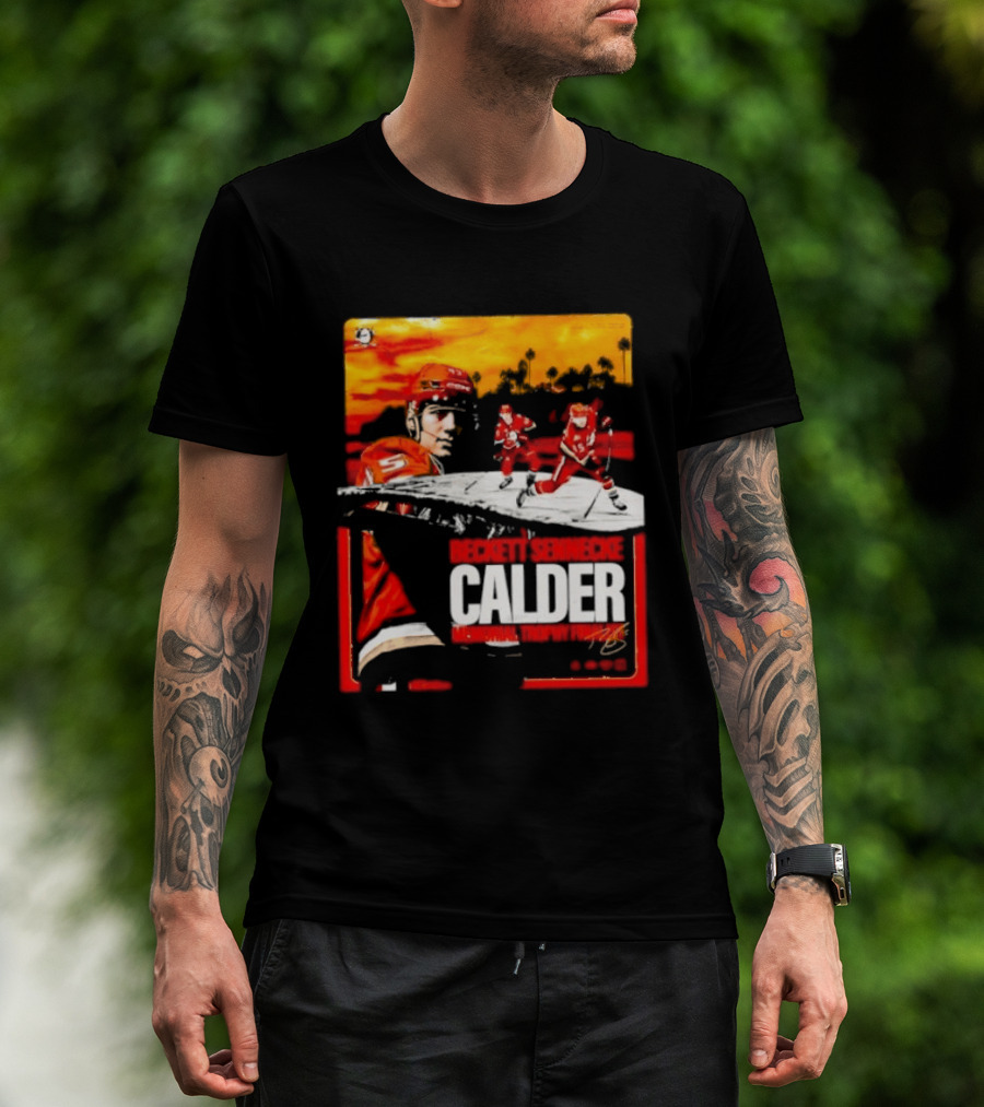 Beckett Sennecke Calder Memorial Trophy Finalist Hockey Player Action Scene T-Shirt