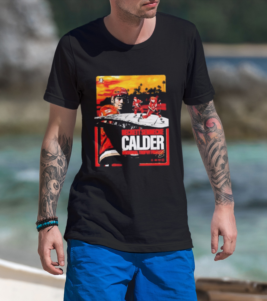 Beckett Sennecke Calder Memorial Trophy Finalist Hockey Player Action Scene T-Shirt
