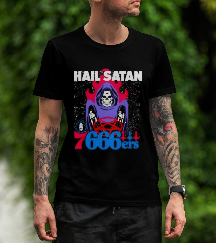 Hail Satan 76ers 666 Flame Creature T-Shirt