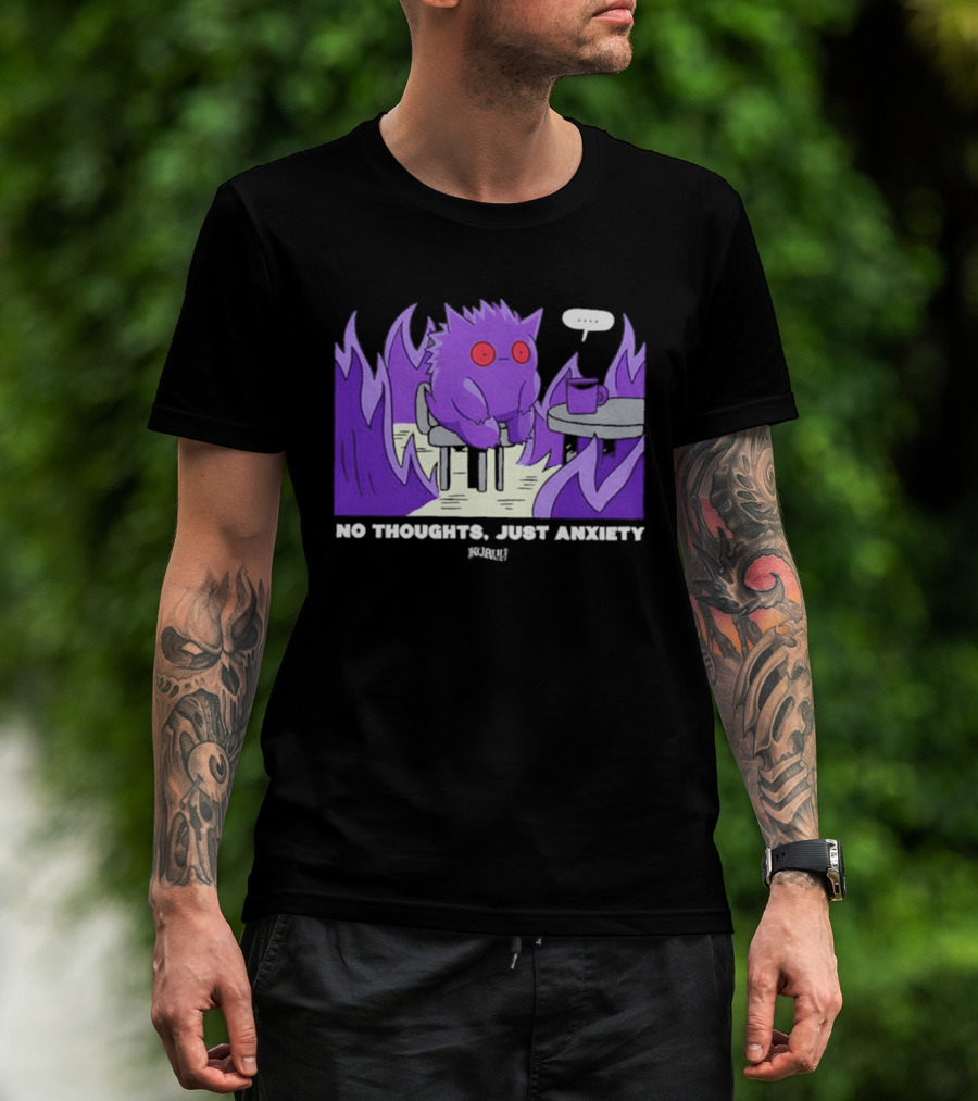 Pokemon Gengar No Thoughts Just Anxiety Purple Flame T-Shirt