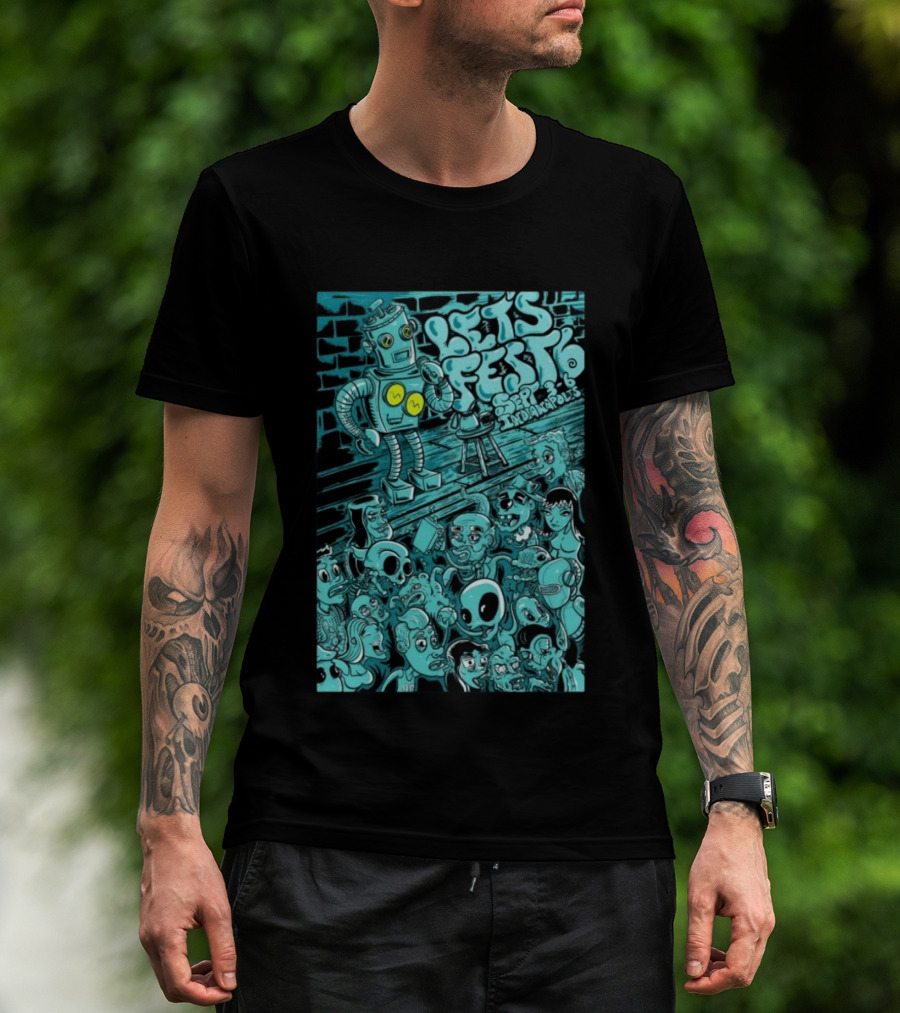 LET'S FEST 6 SEP 9 6 2026 Indianapolis Robot And Alien Crowd T-Shirt