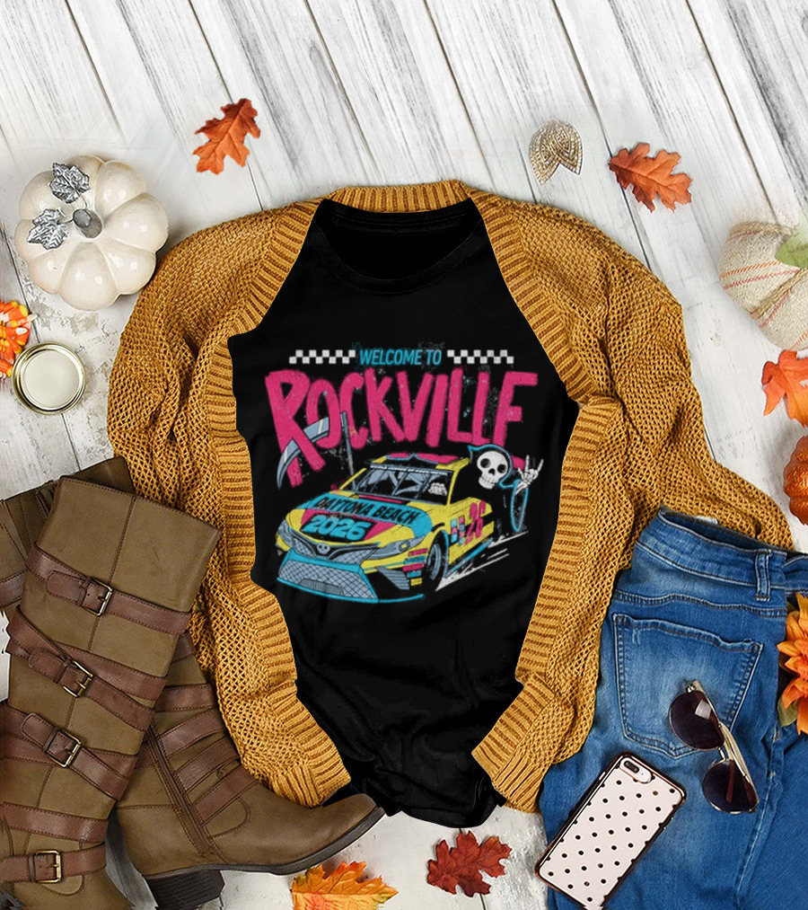 Welcome To Rockville 2026 Daytona Beach Florida Racing Car Devil Horn T-Shirt