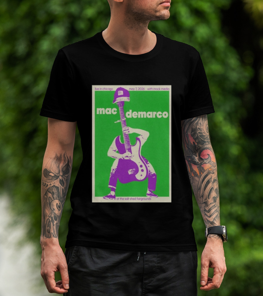 Mac Demarco Live In Chicago May 7 2026 At The Salt Shed Fairgrounds With Mock Media T-Shirt
