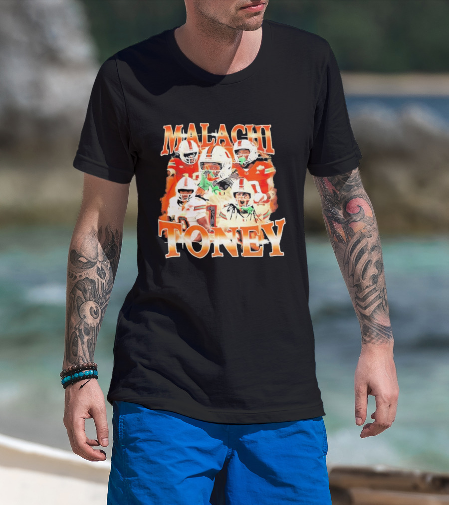 Malachi Toney Miami Hurricanes Football Collage T-Shirt