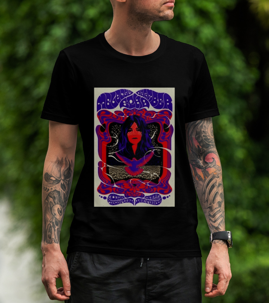 Melody's Echo Chamber Austin Psych Fest 2026 May 9 Austin TX Psychedelic Art Red Purple Woman Bird T-Shirt