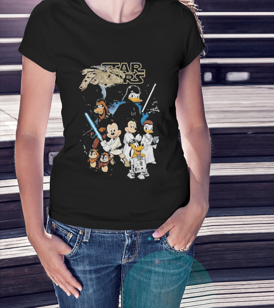 Star Wars Disney Mickey And Friends Sci Fi Cartoon Characters T-Shirt