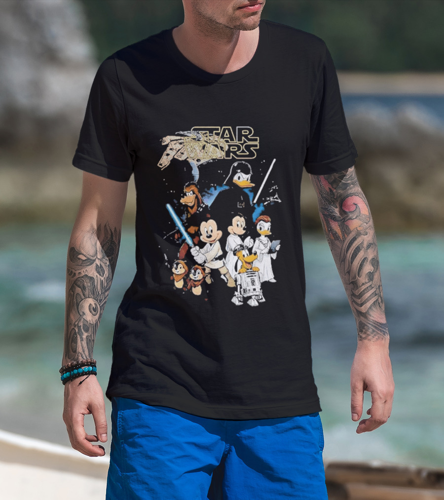 Star Wars Disney Mickey And Friends Sci Fi Cartoon Characters T-Shirt