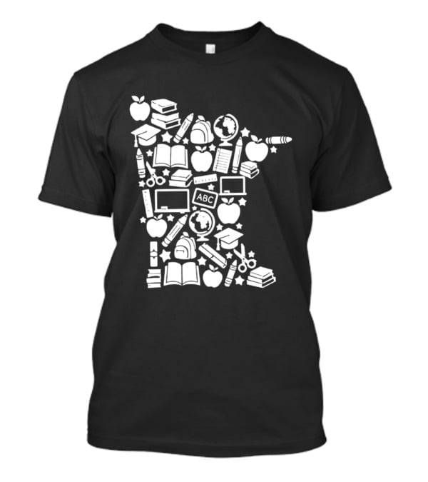 Minnesota Teacher Back To School ABC Books Apples Education State Map T-Shirt