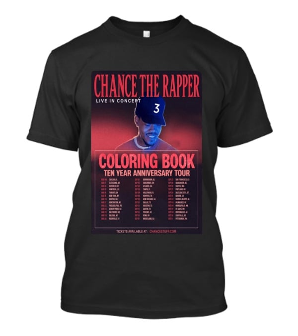 Chance The Rapper Live In Concert Coloring Book Ten Year Anniversary Tour 2026 T-Shirt