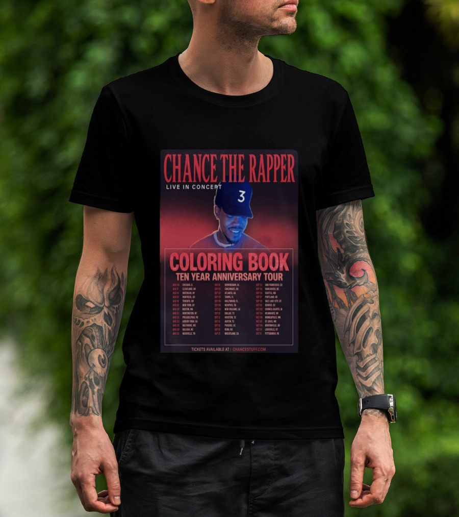 Chance The Rapper Live In Concert Coloring Book Ten Year Anniversary Tour 2026 T-Shirt