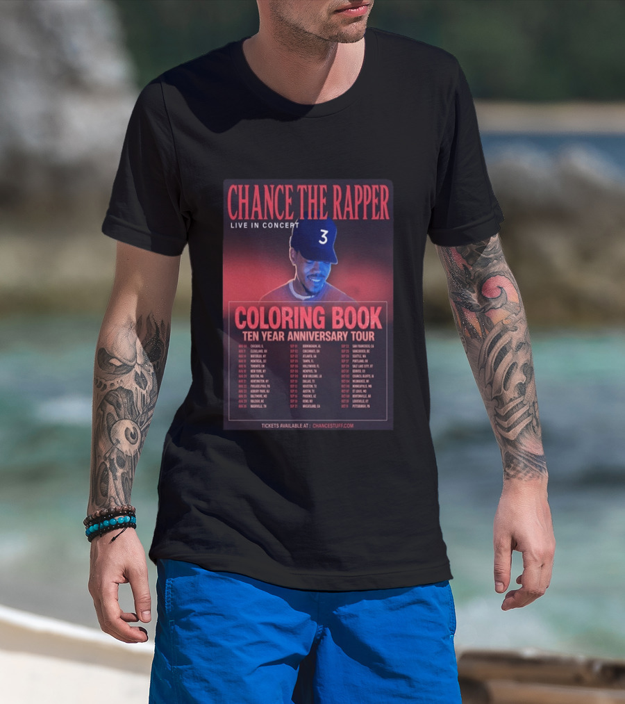 Chance The Rapper Live In Concert Coloring Book Ten Year Anniversary Tour 2026 T-Shirt
