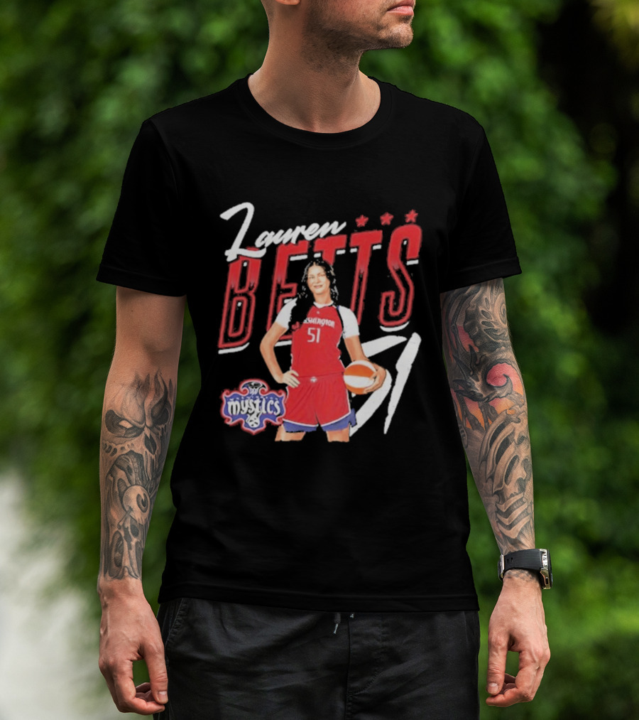 Lauren Betts 51 Washington Mystics WNBA Player T-Shirt