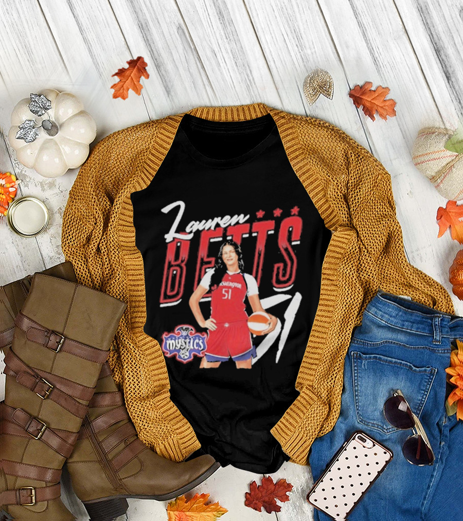 Lauren Betts 51 Washington Mystics WNBA Player T-Shirt