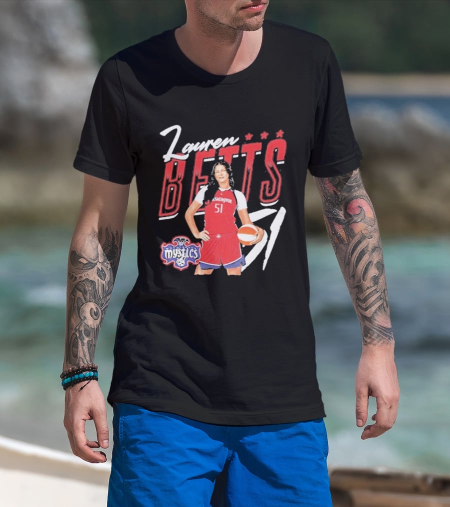 Lauren Betts 51 Washington Mystics WNBA Player T-Shirt