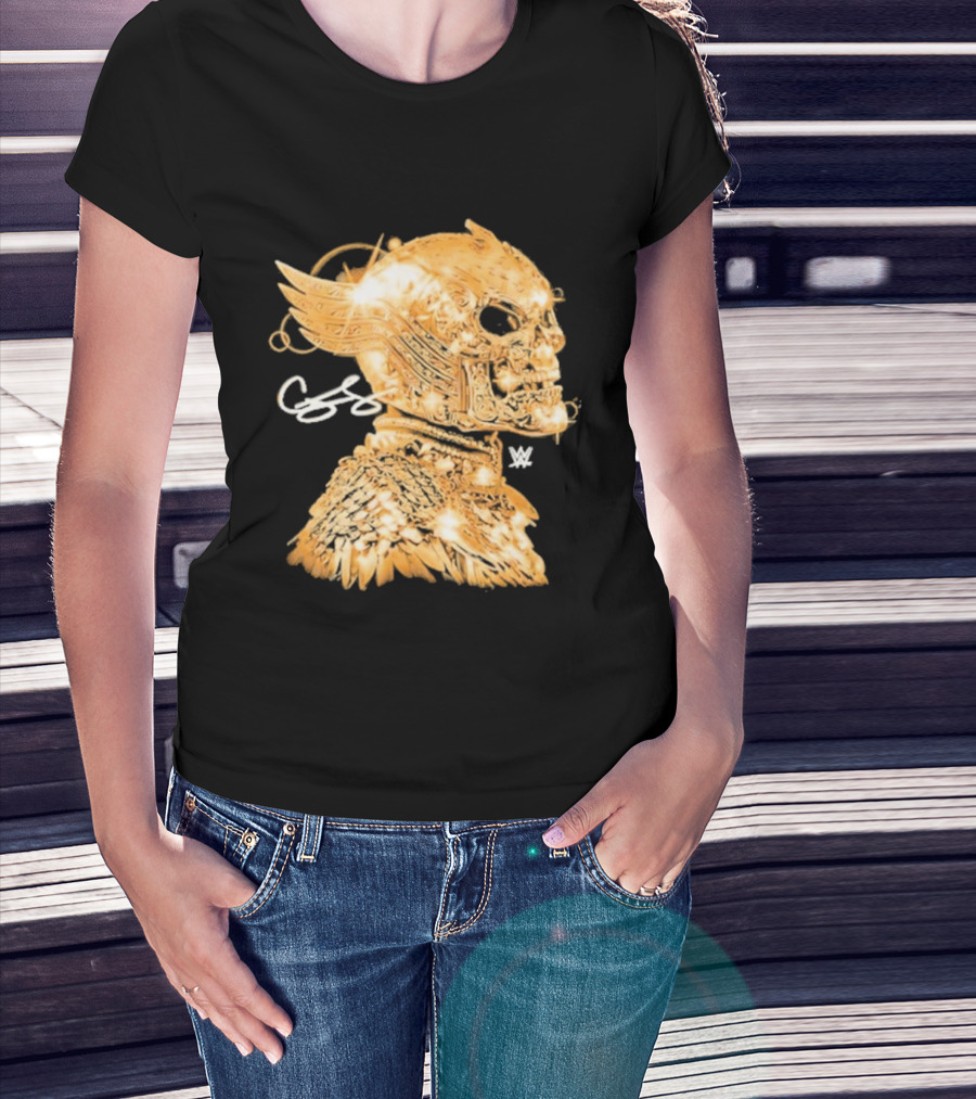 Cody Rhodes Gold Skull Mask Winged WW T-Shirt