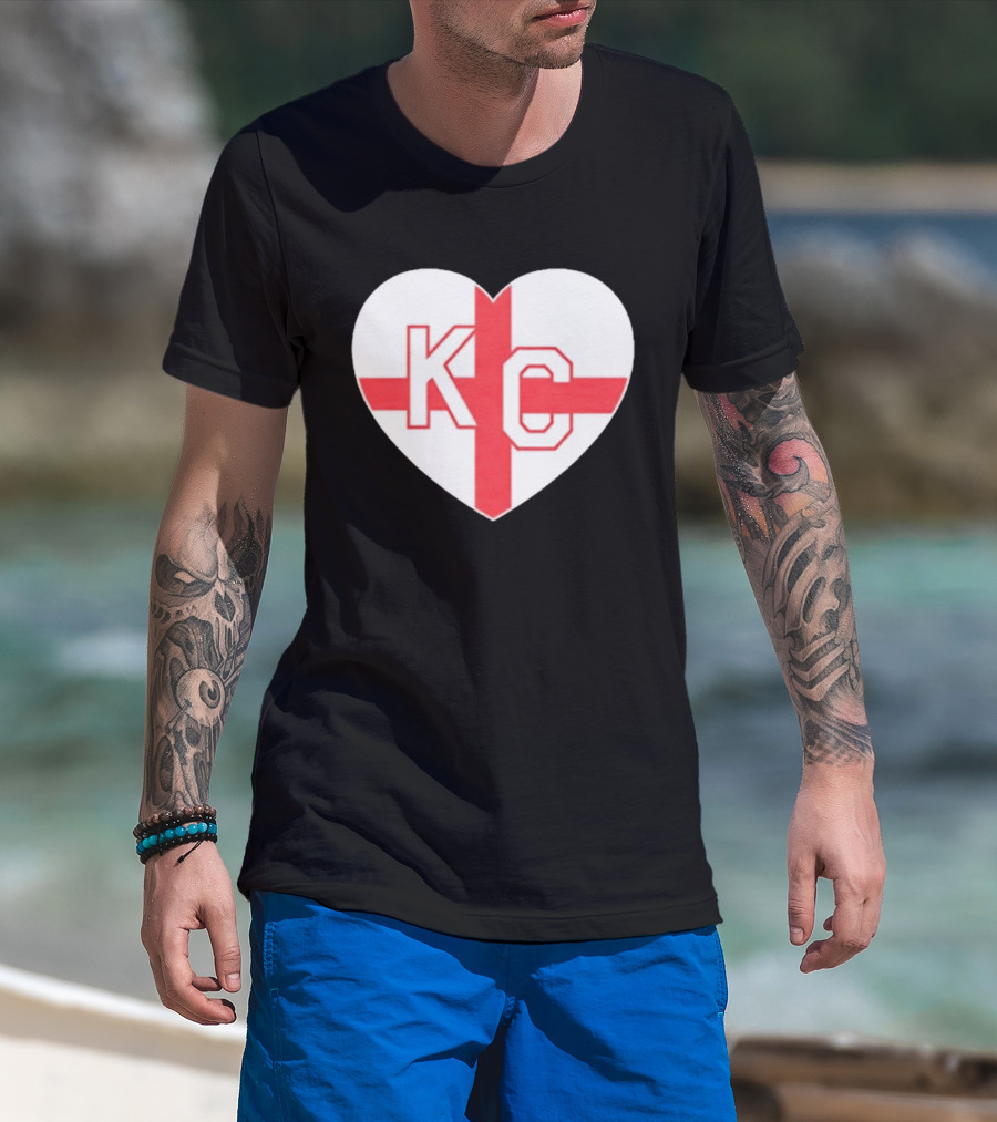 England Kansas City KC Heart Cross T-Shirt