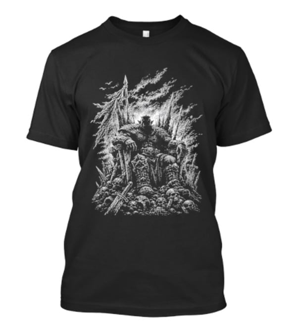 Orc Warlord On Stone Throne Gothic Metal Fantasy Intricate T-Shirt