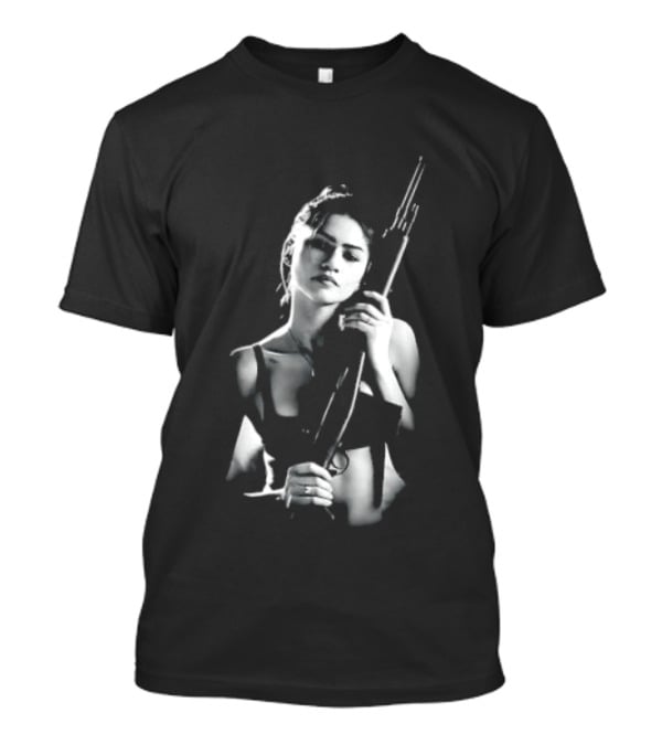 Euphoria Zendaya With Gun Monochrome T-Shirt