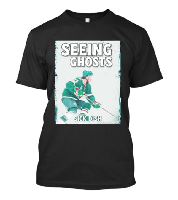 Seeing Ghosts Quinn Hughes Sick Dish Hockey T-Shirt