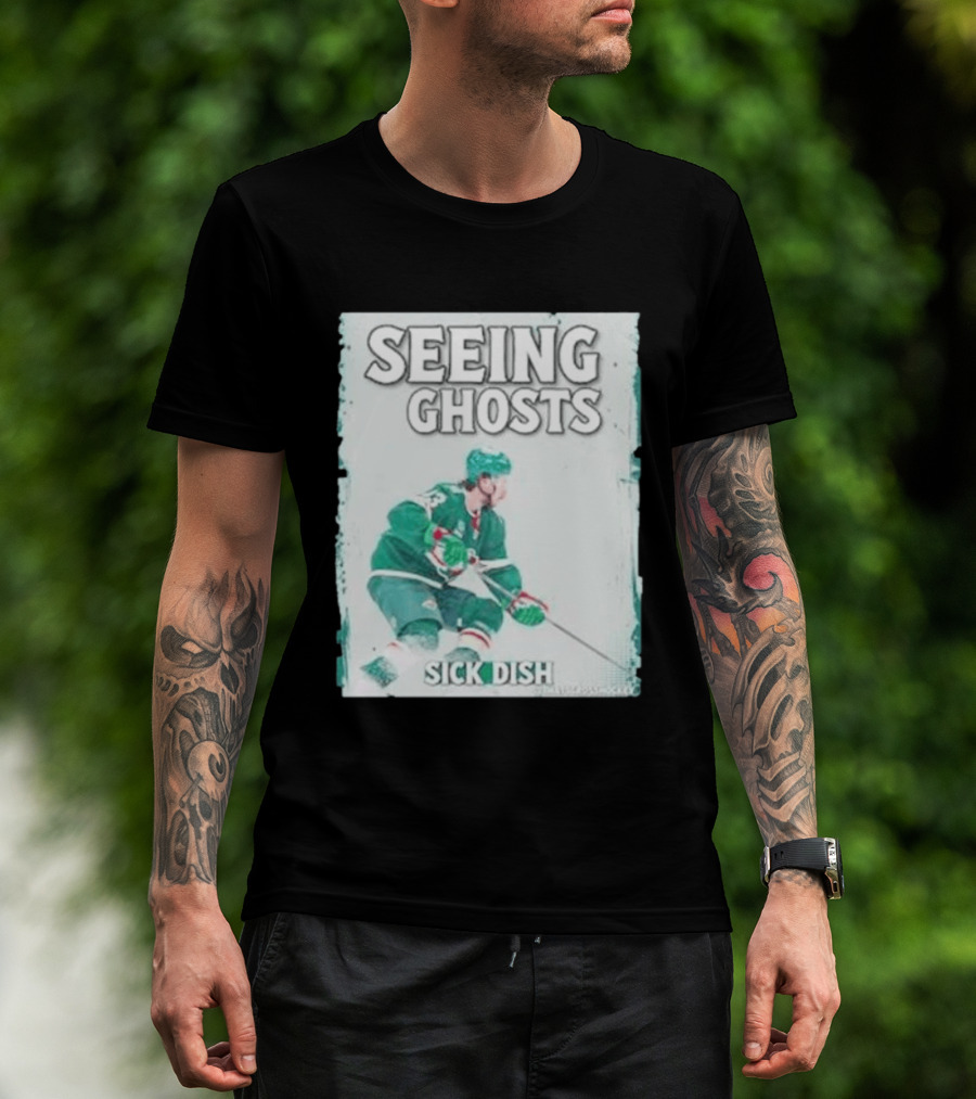 Seeing Ghosts Quinn Hughes Sick Dish Hockey T-Shirt