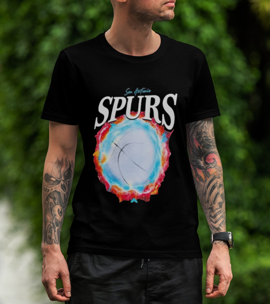 San Antonio Spurs Basketball Fire Ice Burst T-Shirt