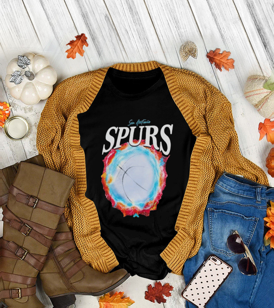 San Antonio Spurs Basketball Fire Ice Burst T-Shirt