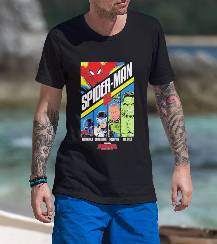 Spider Man VS Tarantula Boomerang Scorpion The Hulk Marvel Superheroes Showdown T-Shirt