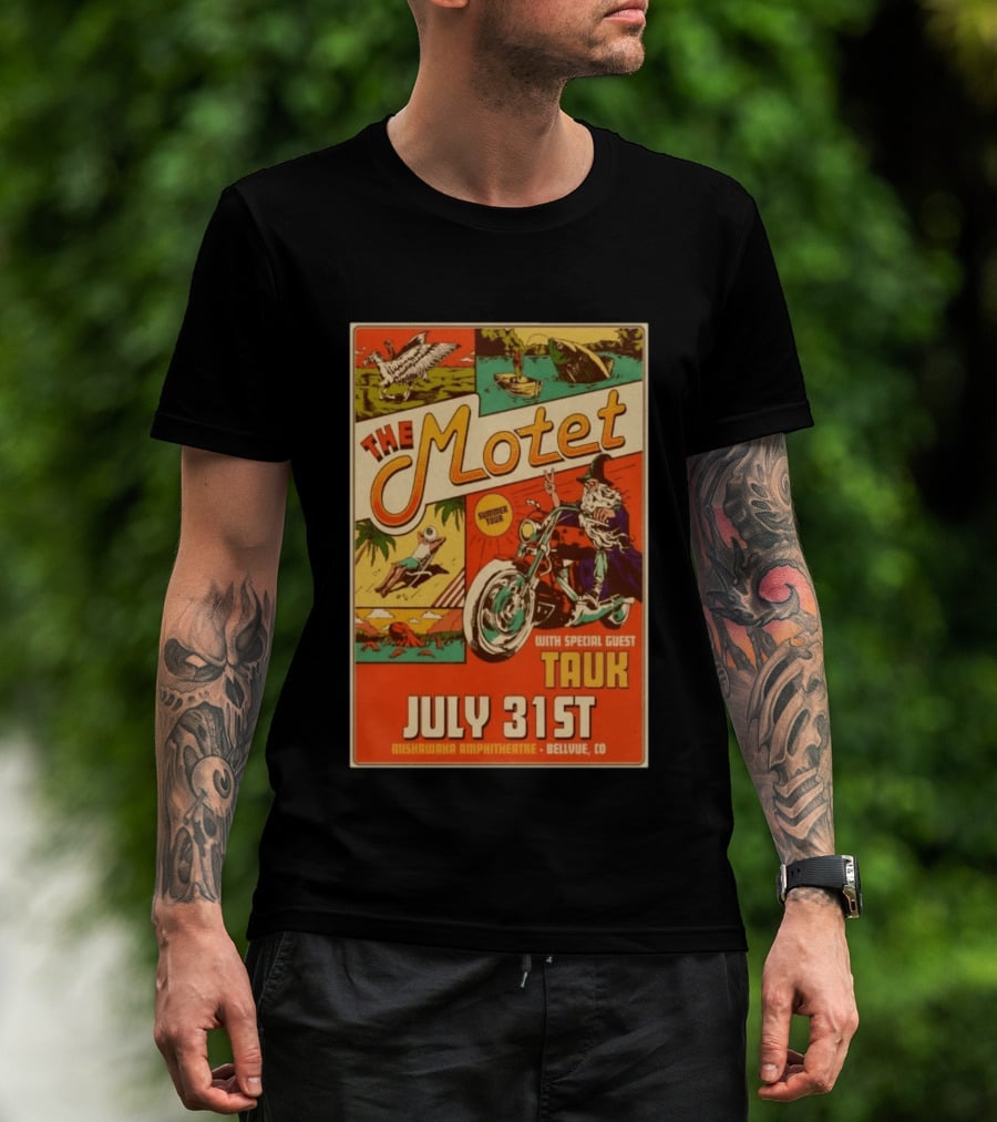 The Motet Summer Tour July 31st Mishawaka Amphitheatre Bellvue CO With Special Guest Tauk T-Shirt