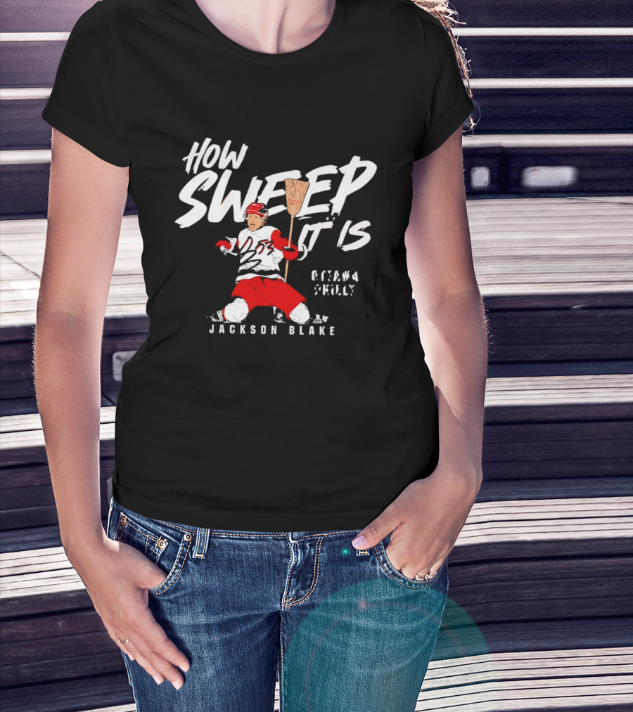 Jackson Blake How Sweep It Is Hockey Ottawa Philly Broom T-Shirt