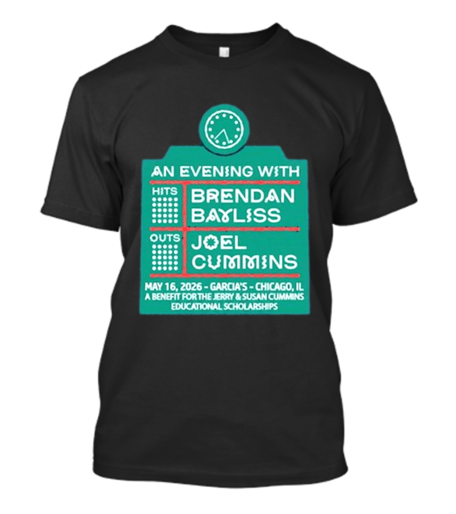 An Evening With Brendan Bayliss And Joel Cummins Garcia's Chicago May 16 2026 Benefit Event T-Shirt